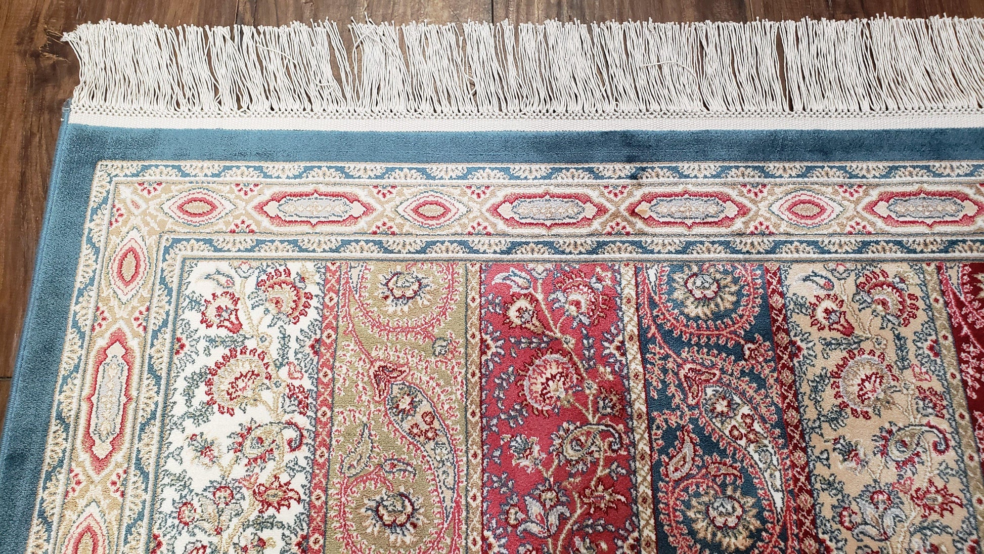 Paisley Pattern Silk Rug, Boteh Design, All Silk Accent Rug, Oriental Carpet, Very Detailed, 2' 8" x 4' 1", New, Bamboo Silk - Nuvé
