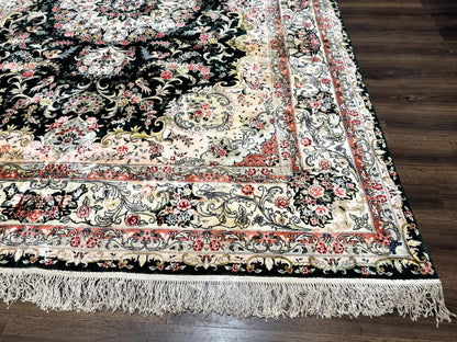 Silk Indian Kashmiri Rug 9x12, Vintage Hand Knotted Carpet - Nuvé