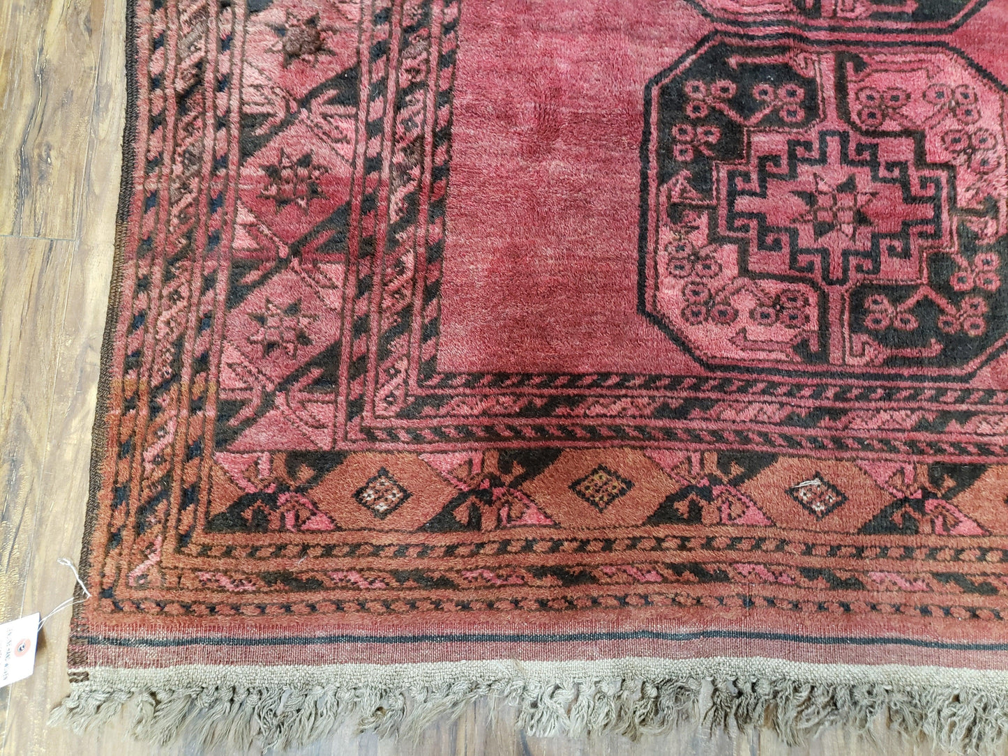 Antique Bukhara Area Rug, Vintage Afghan Bokhara Bashir Rug, 4x6 Hand-Knotted Oriental Carpet, Red & Black Wool Rug, 4' x 5'9 - Nuvé