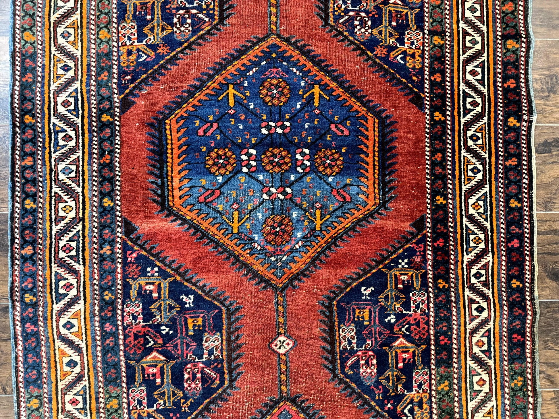 Antique Persian Sarab Runner Rug 3.9 x 12, Red, Handmade, Tribal Runner, Wool, Signed - Nuvé