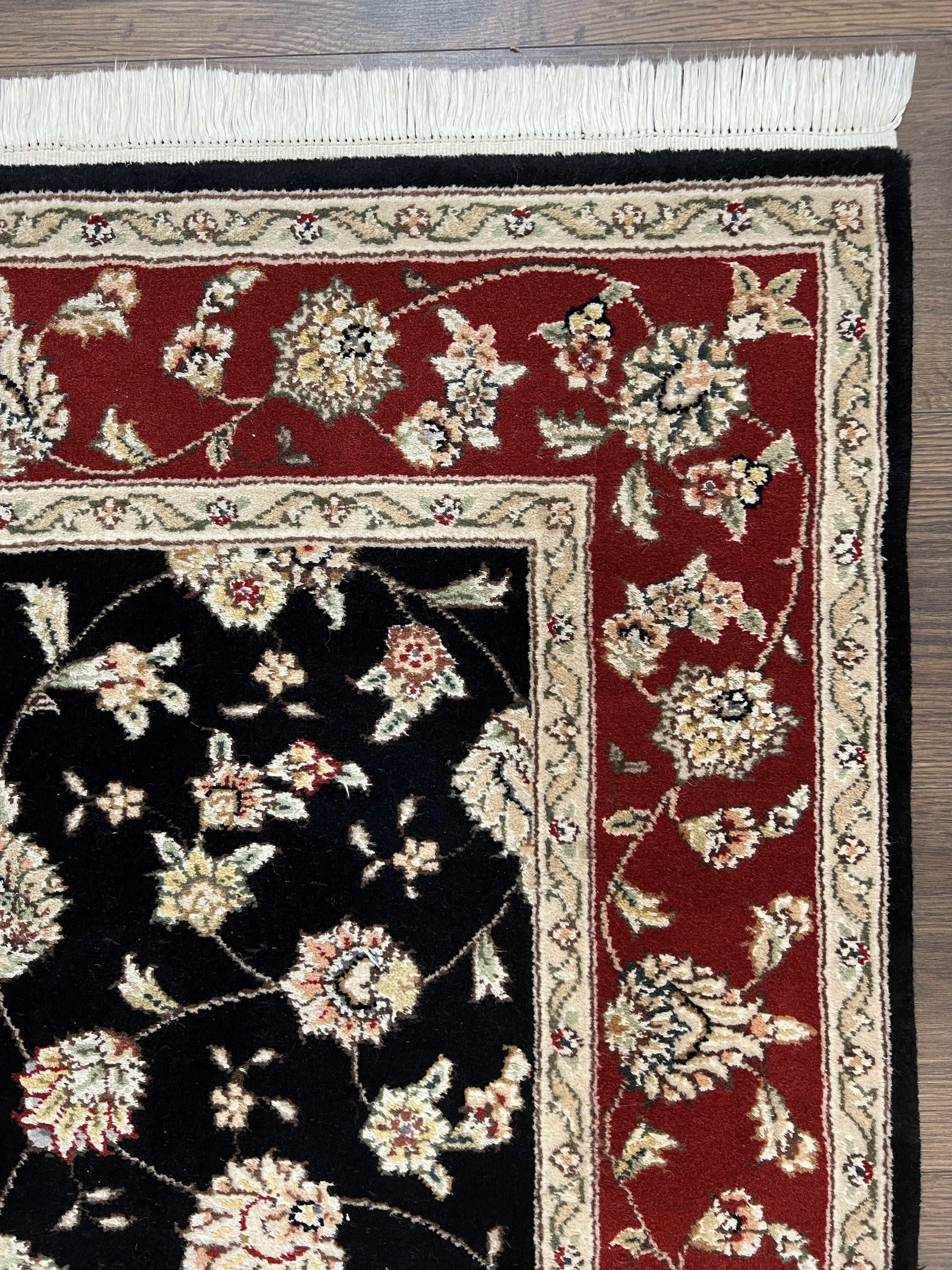 Pak Persian Rug 3x5, Black and Red, Floral Allover, Vintage Hand Knotted Wool Oriental Carpet, Pakistani Rug, Small Handmade Area Rug 3 x 5 - Nuvé