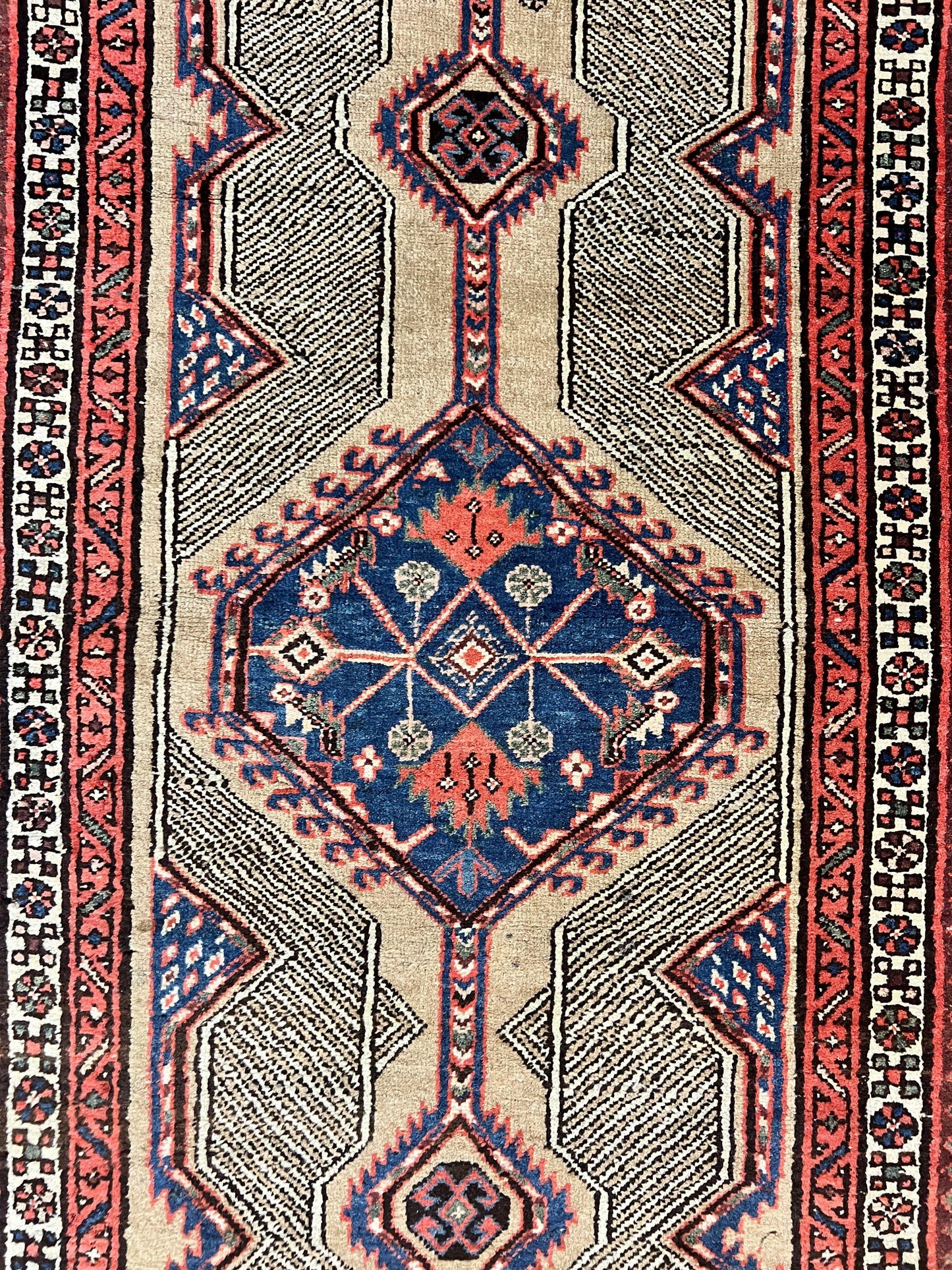 Antique Persian Runner 3 x 7, Camel Hair Runner 3x7 ft, Handmade Hallway Rug, Geometric Design, Tribal Rug, Persian Sarab Rug 3x7 - Nuvé