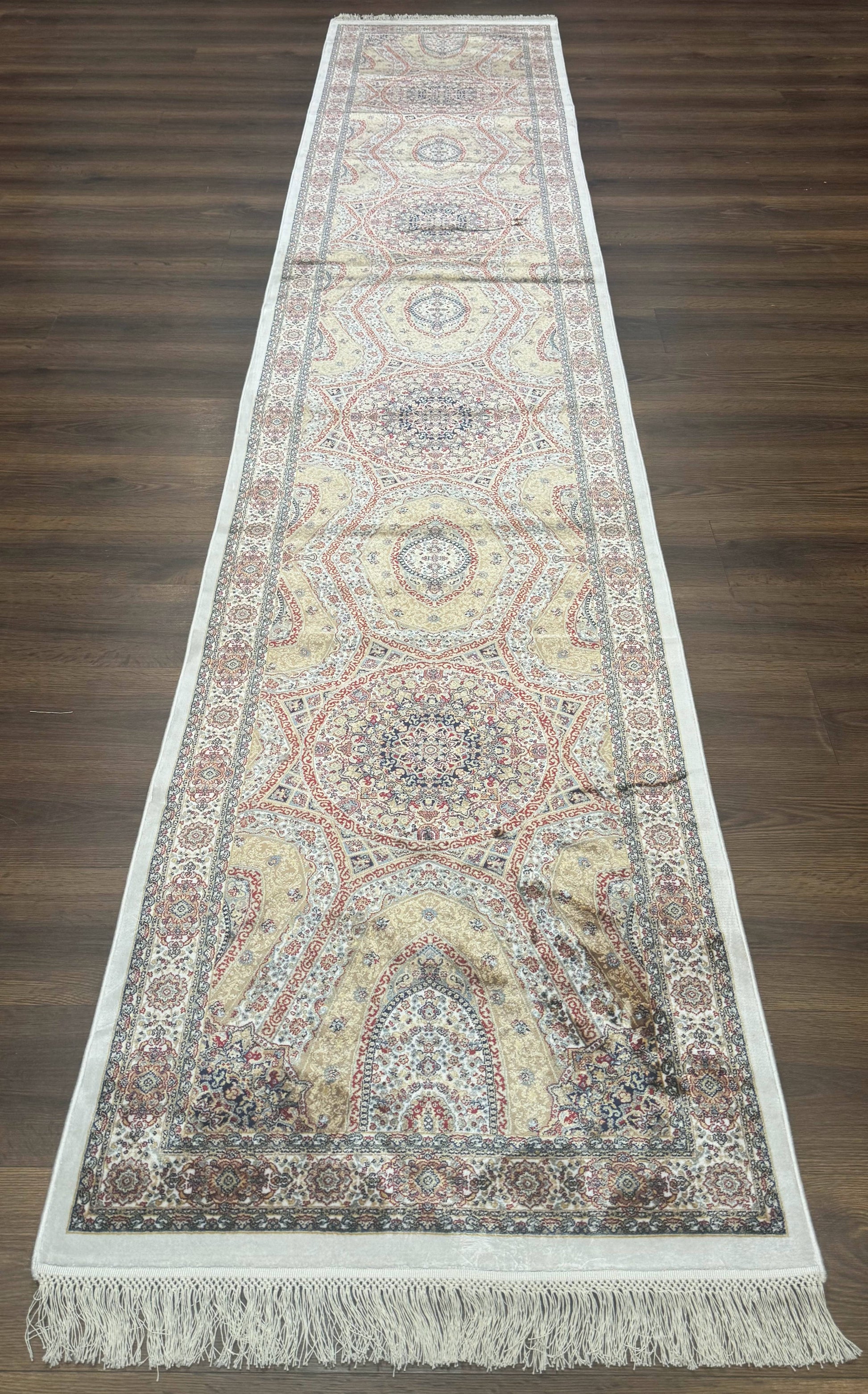 Turkish Silk Runner Rug 2.6 x 13, Dome Design, Hereke Runner, Bamboo Silk, New - Nuvé