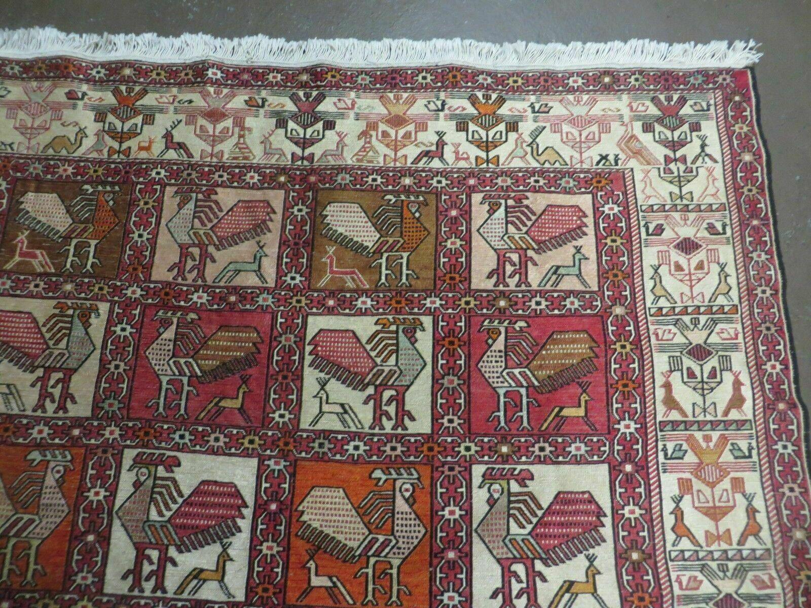 4' X 6' Vintage Russian Kilim Handmade Flat Soumak Weave Silk Wool Rug Organic - Nuvé