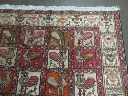 4' X 6' Vintage Russian Kilim Handmade Flat Soumak Weave Silk Wool Rug Organic - Nuvé