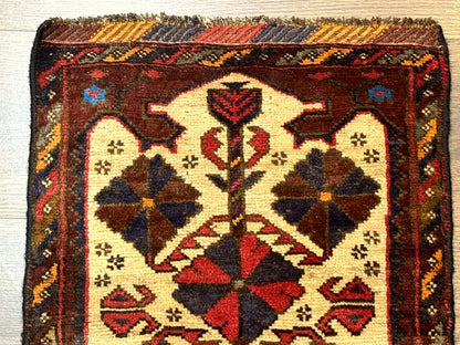 Small Persian Baluchi Tribal Rug, Tan, Handmade - Nuvé