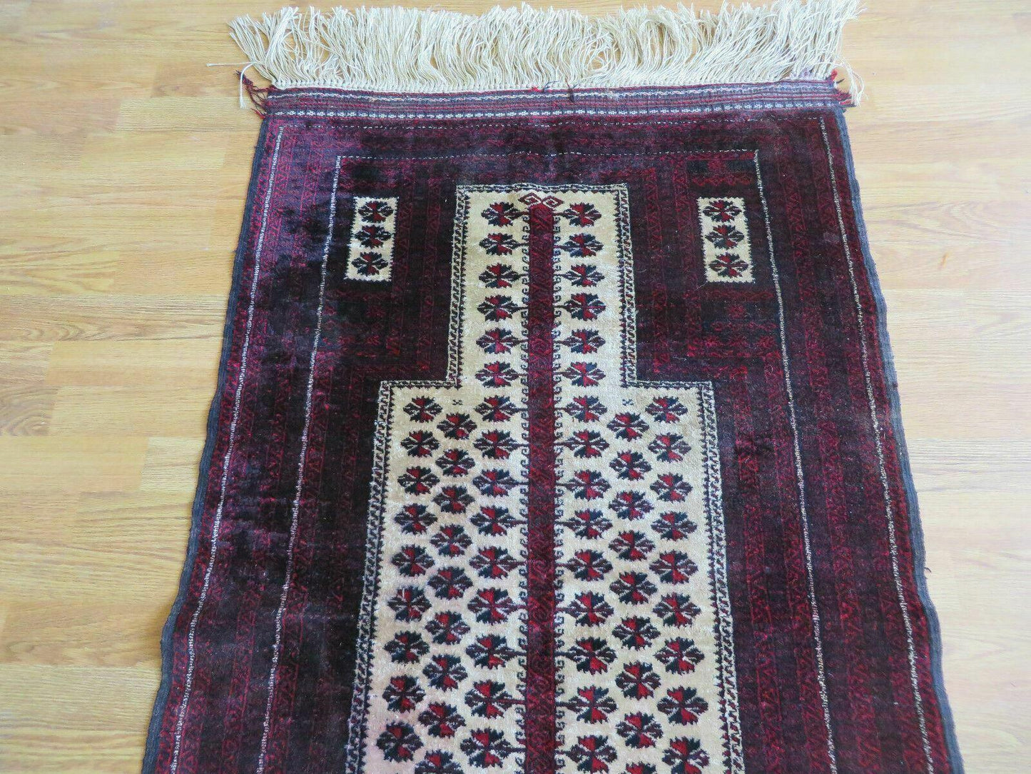 3' X 5' Handmade Fine Knotted Balouch Turkoman Prayer Silk Wool Rug - Nuvé
