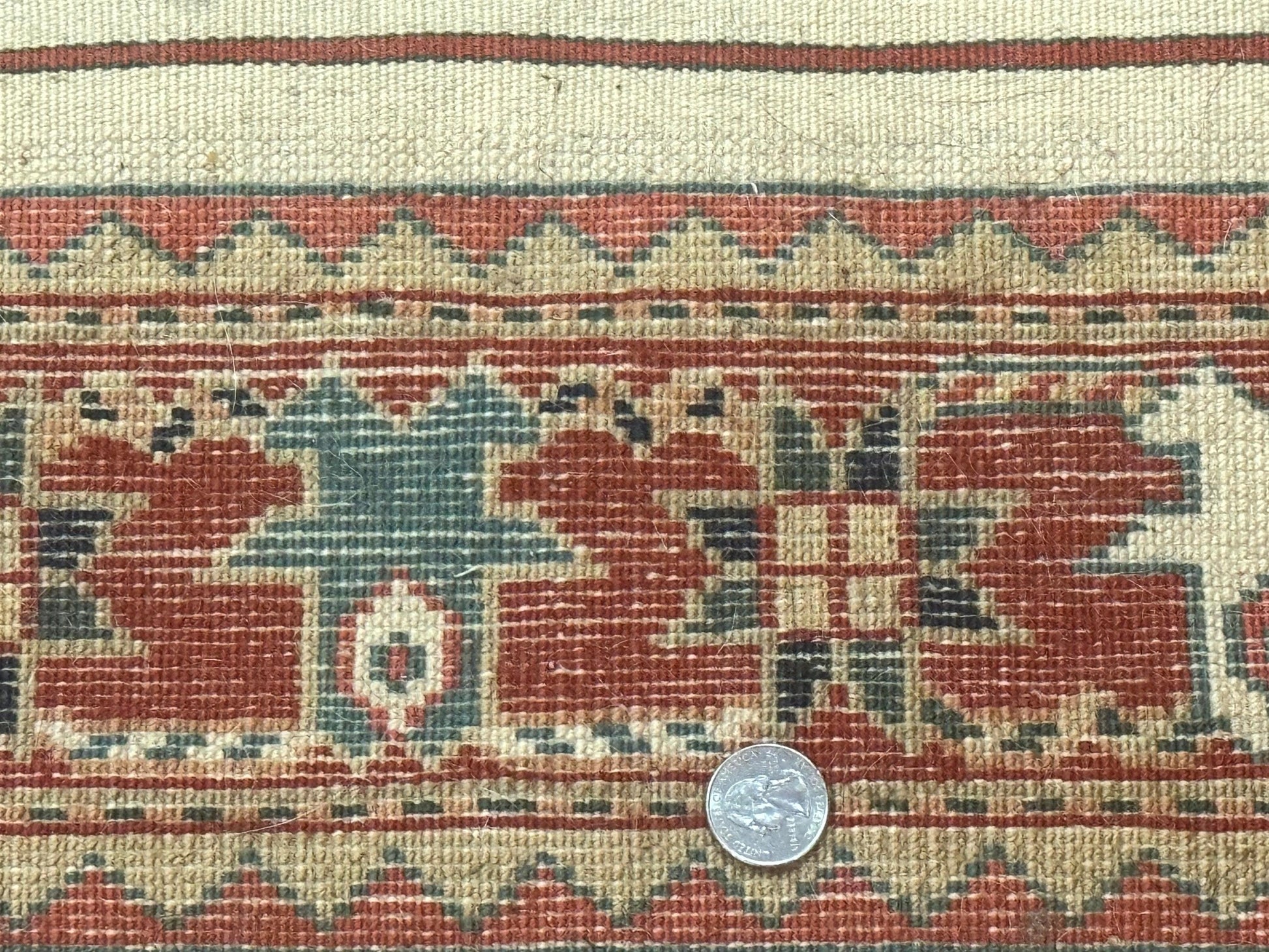 Turkish Runner Rug 2.4 x 8, Kazak Geometric Heriz Pattern, Beige Red - Nuvé