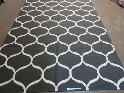 5' X 8' Modern Contemporary Hand Made Flat Weave Wool Rug Veg Dyes Nice - Nuvé