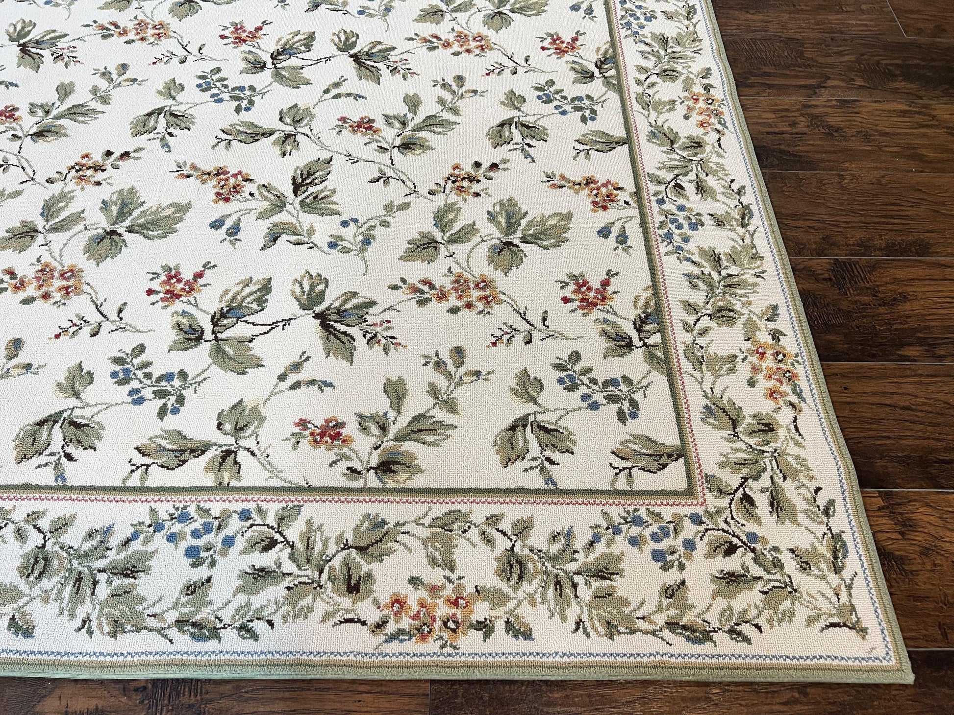 Vintage Stark Carpet 7x10, Ivory and Green, European Aubusson Design, Allover Pattern, Stark Rug - Nuvé