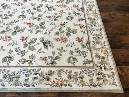 Vintage Stark Carpet 7x10, Ivory and Green, European Aubusson Design, Allover Pattern, Stark Rug - Nuvé