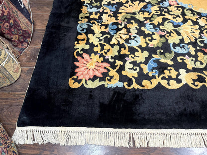Antique Chinese Peking Rug 12.6 x 14.9, Palace Size Asian Oriental Carpet, Art Deco Rug, Rare - Nuvé