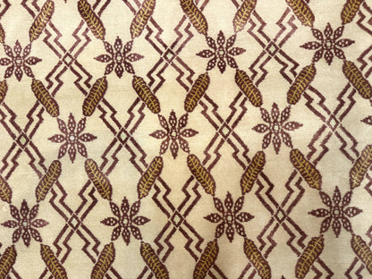 Tibetan Rug 8x10, Wool with Silk Highlights, Beige and Maroon, Contemporary Carpet - Nuvé