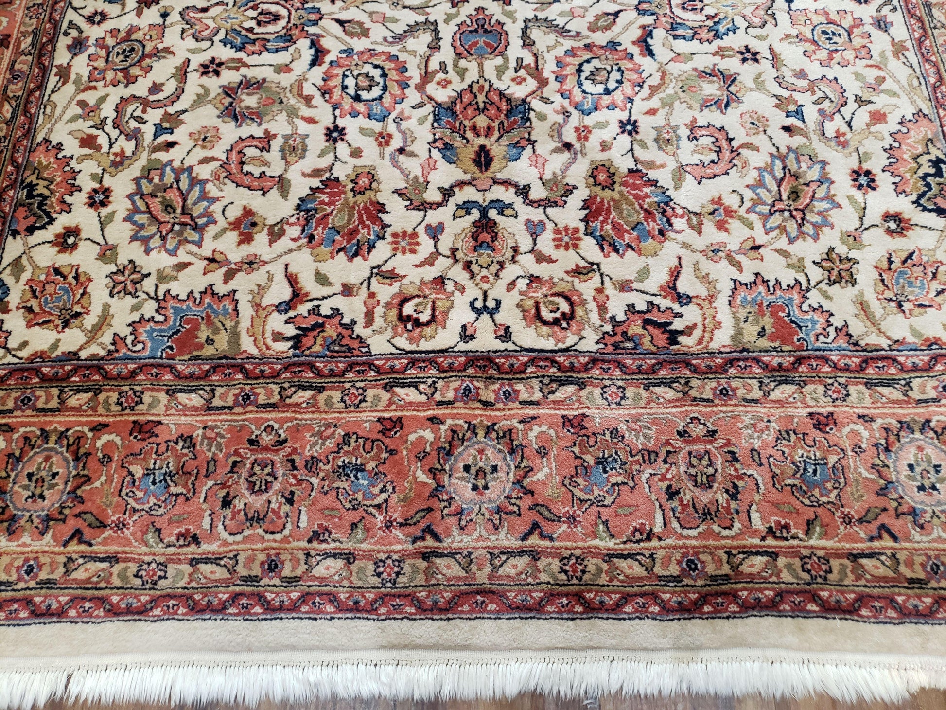 6x9 Top Quality Handmade Wool Area Rug Floral Allover Carpet Veg Dyes Beige - Nuvé