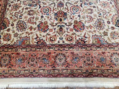 6x9 Top Quality Handmade Wool Area Rug Floral Allover Carpet Veg Dyes Beige - Nuvé