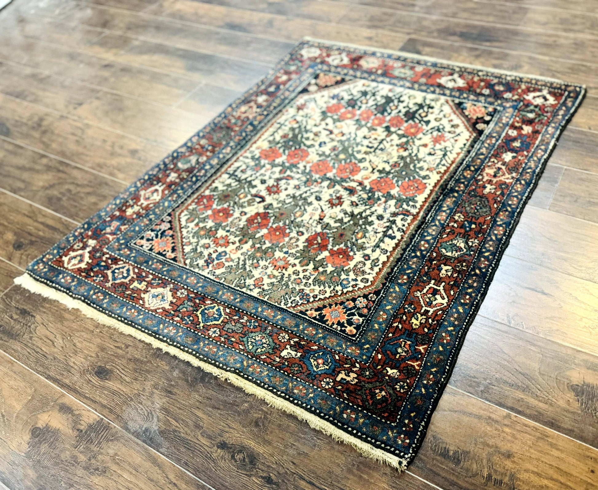 Persian Tribal Rug 3x5, Antique Persian Carpet, Floral Roses, Handmade, Persian Zanjan Rug - Nuvé