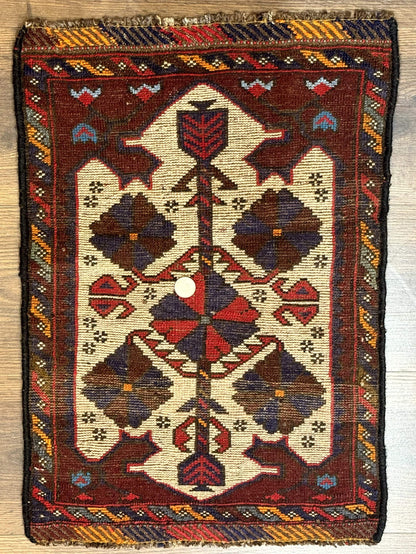 Small Persian Baluchi Tribal Rug, Tan, Handmade - Nuvé
