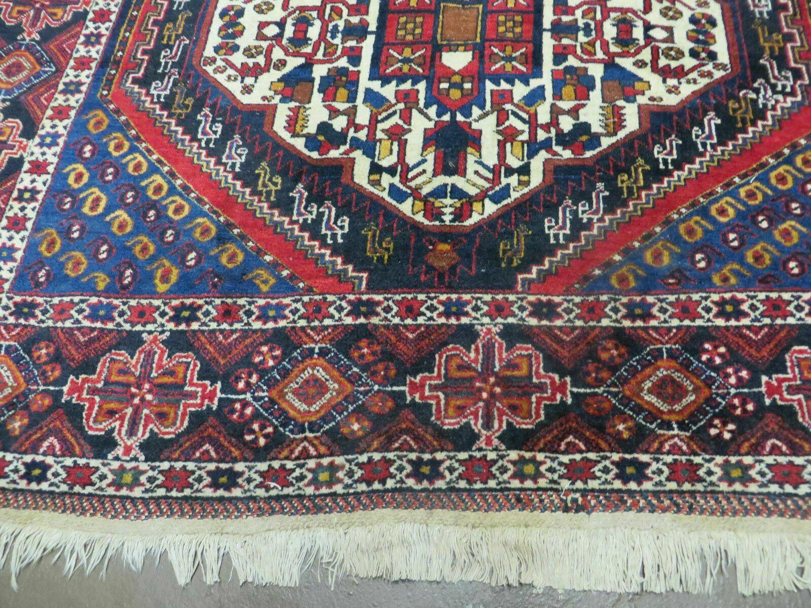 4' X 5.5' Vintage Handmade Turkish Tribal Wool Rug Medallion Nice - Nuvé