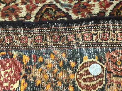 Antique Persian Kurdish Senneh Rug 4.6 x 6.5, Repeated Paisely Boteh Design, Handmade - Nuvé