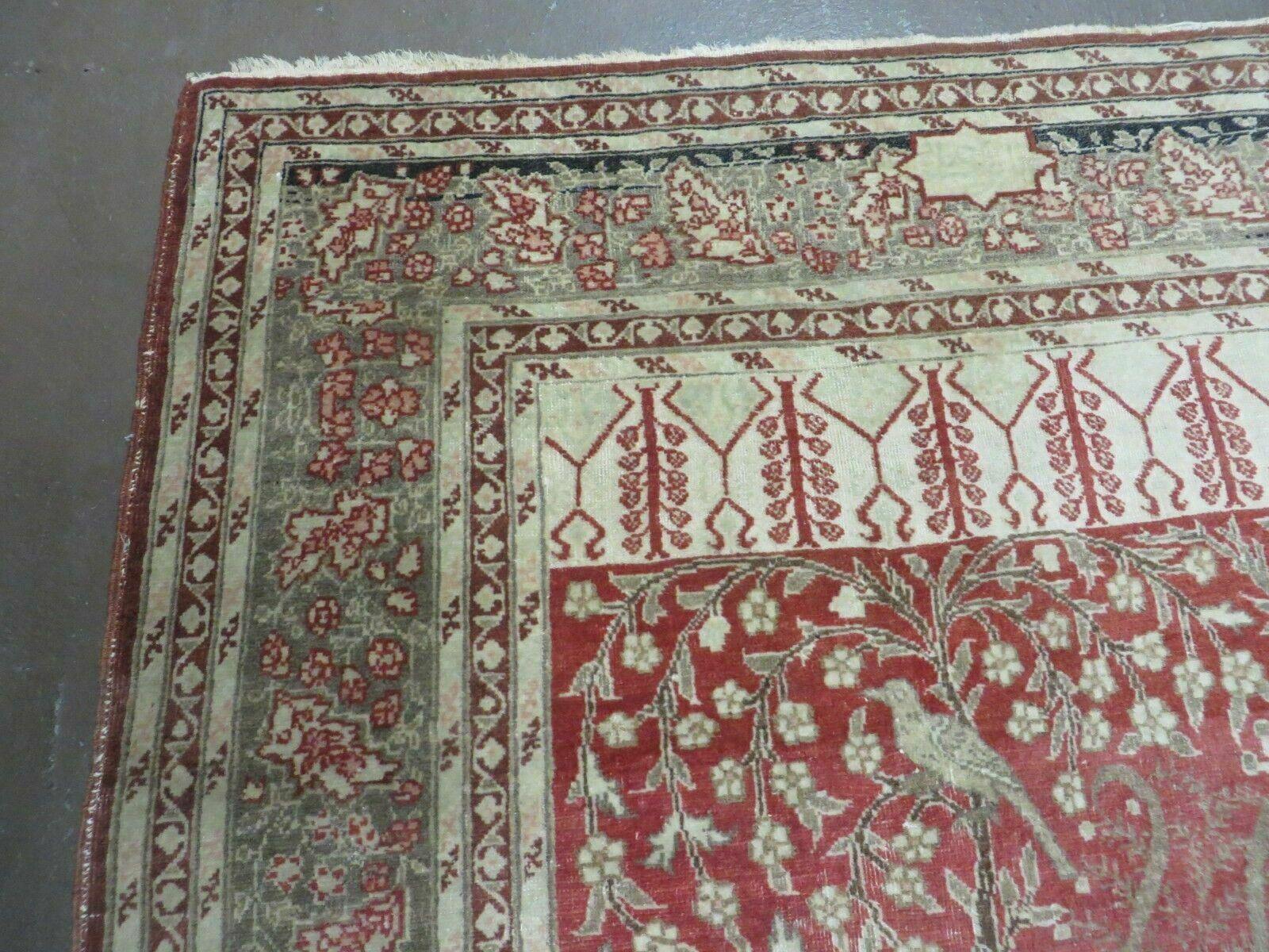 4' X 6' Antique Handmade Turkish Tree Of Life Oriental Wool Rug Birds Red - Nuvé