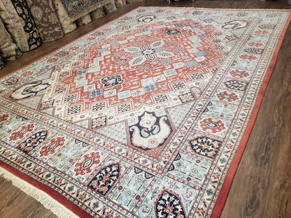8 x11 Top Quality Veg Dye Turkish Carpet Decorative Handmade Geometric Area Rug - Nuvé