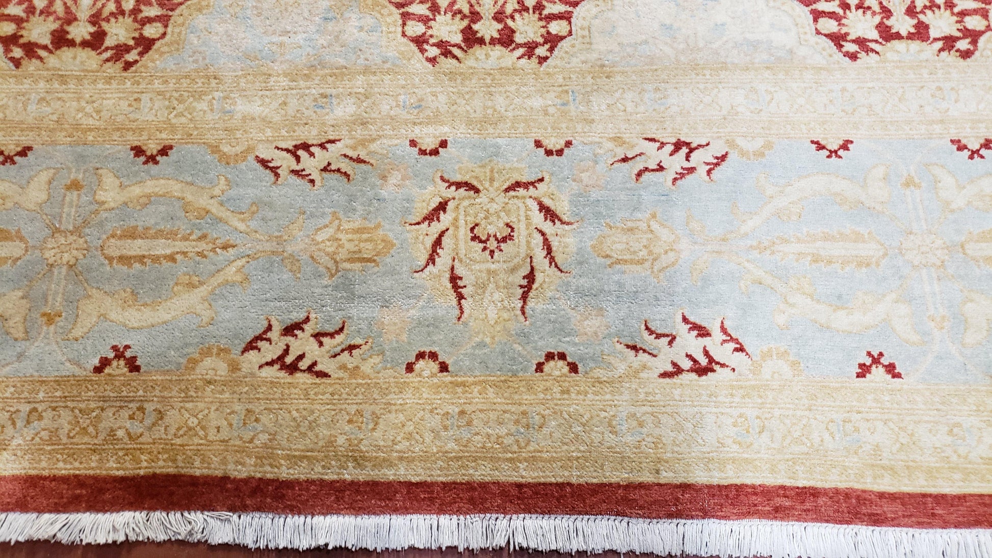 9x12 Peshawar Rug Pakistani Oriental Carpet Sky Blue and Red Wool Vintage Master Bedroom Rug Hand-Knotted Living Room Rug Dining Room Rug - Nuvé