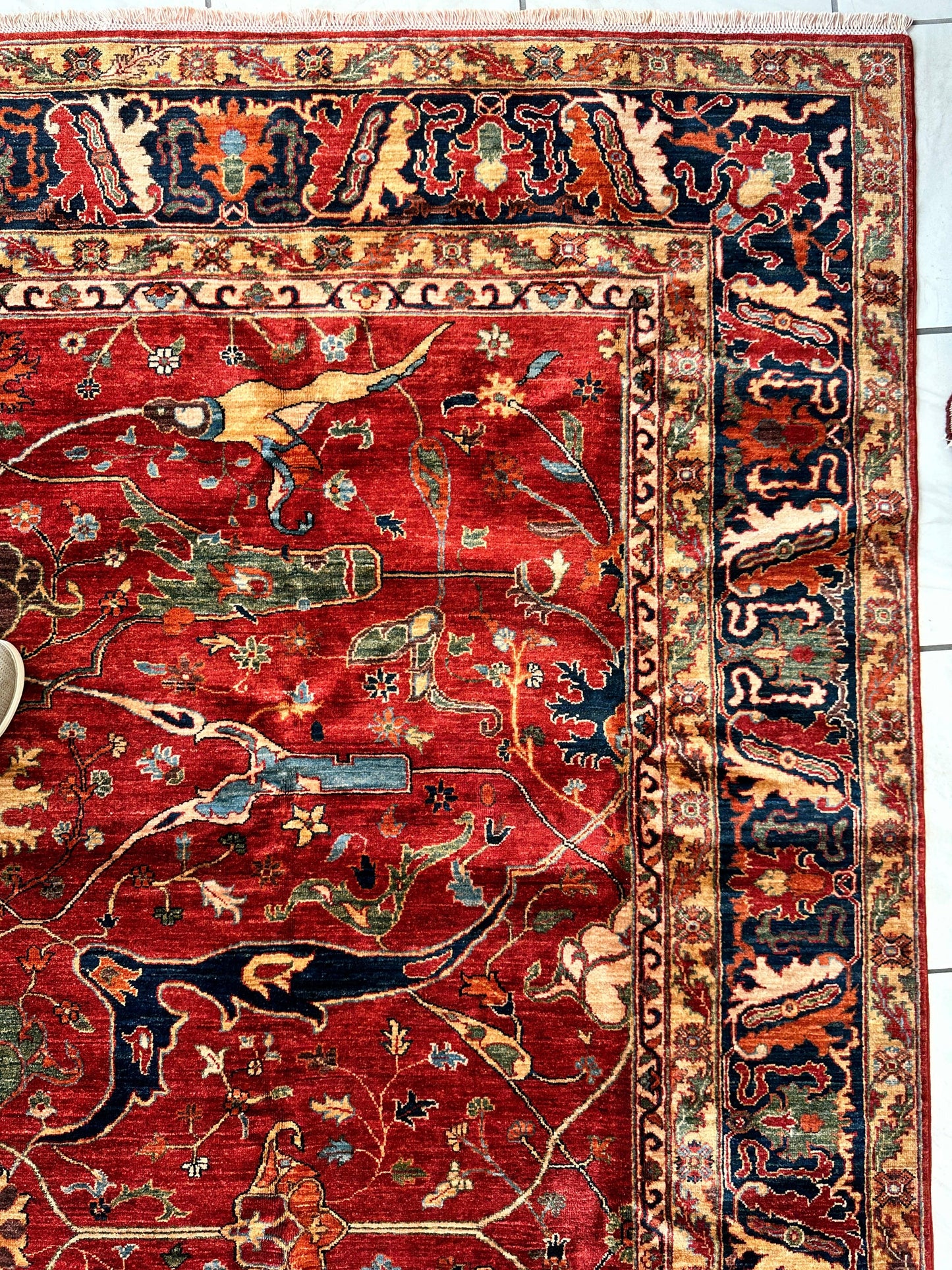 Hand-Knotted Afghani Bidjar Wool Rug – 9’x12’6” – Intricate Geometric & Floral Motifs - Nuvé