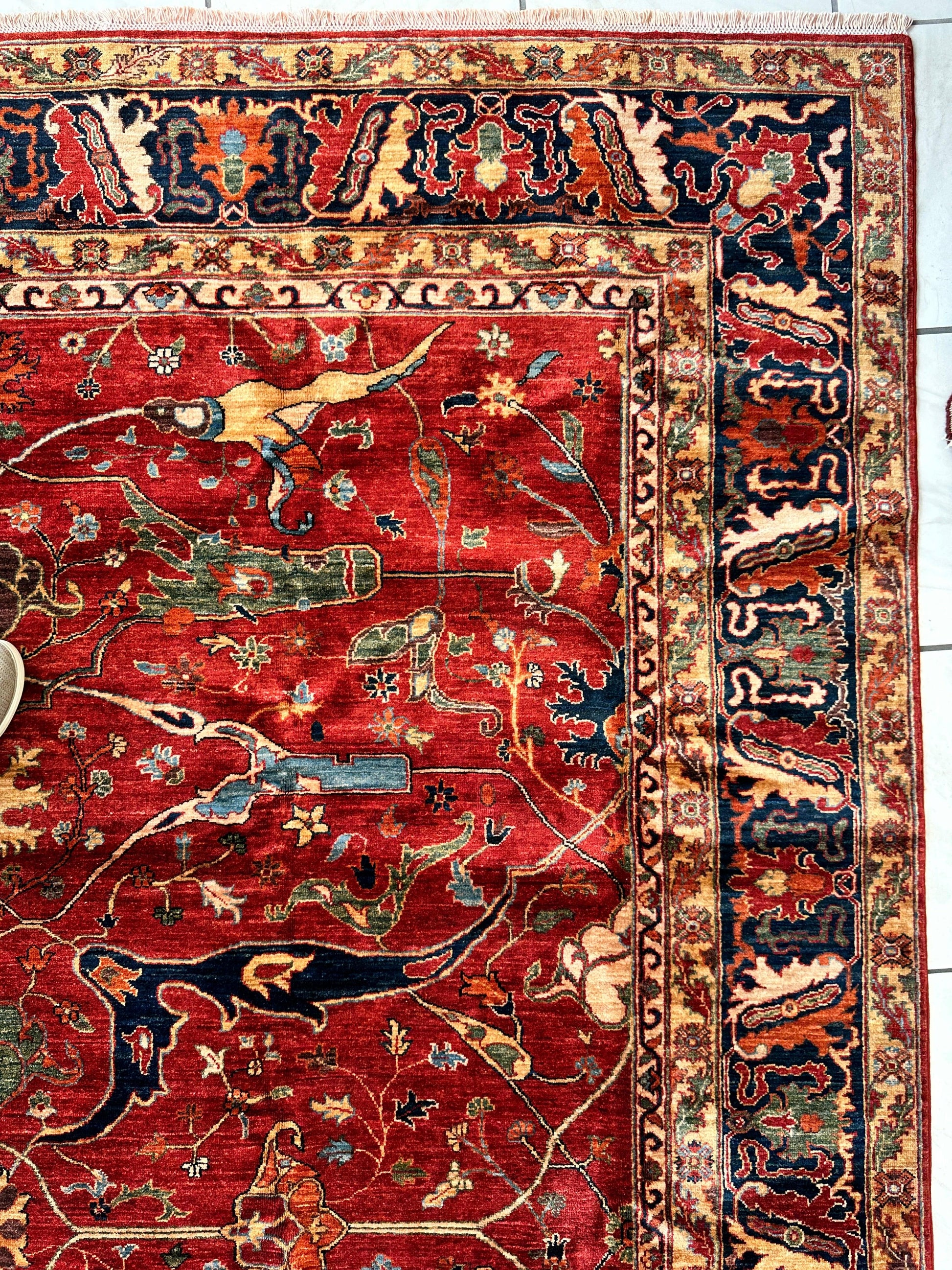 Hand-Knotted Afghani Bidjar Wool Rug – 9’x12’6” – Intricate Geometric & Floral Motifs - Nuvé