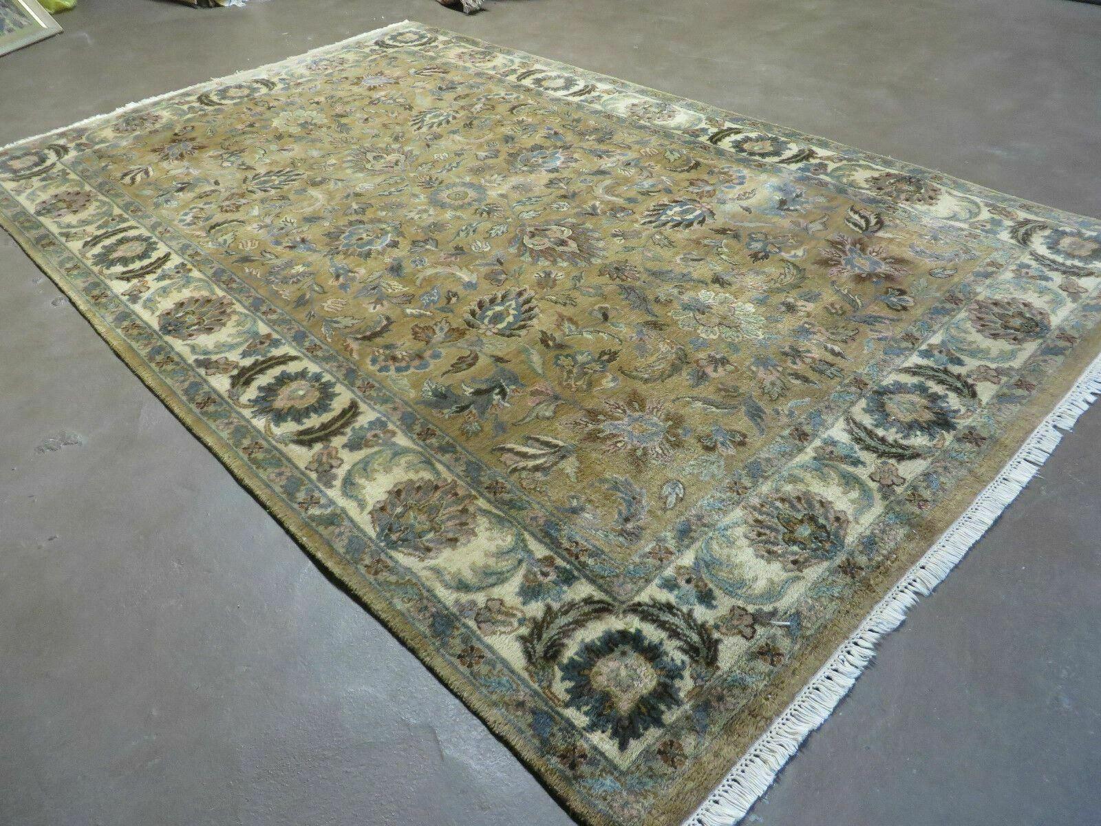 5' 6" X 9' Vintage Handmade Jaipur Indian Floral Oriental Wool Rug Veg Dyes - Nuvé