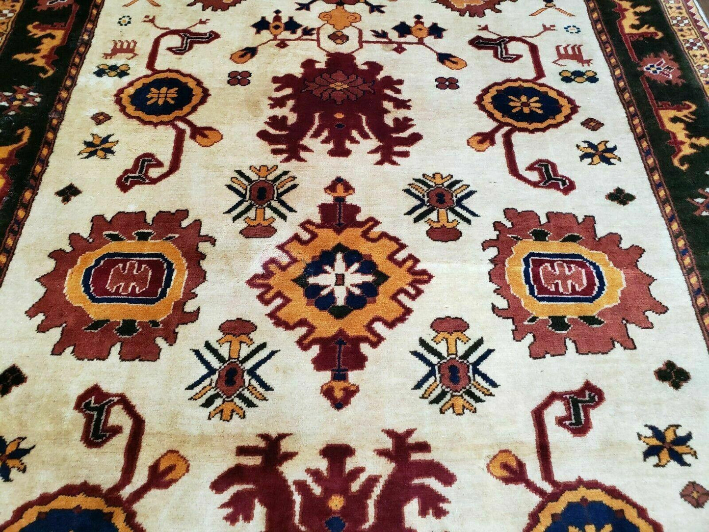 5' X 6' Vintage Handmade Knotted Turkish Kazak Pattern Wool Rug Bohemian Boho Interior Design - Nuvé