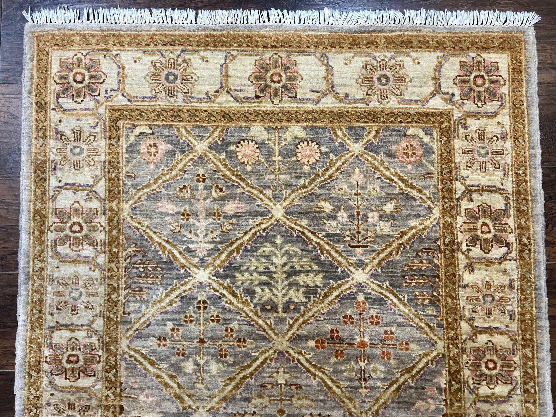 Pakistani Peshawar Rug 3.6 x 5, Safavieh Wool Handmade Hand Knotted Vintage Rug, Panel Design Oriental Carpet, Pair C - Nuvé
