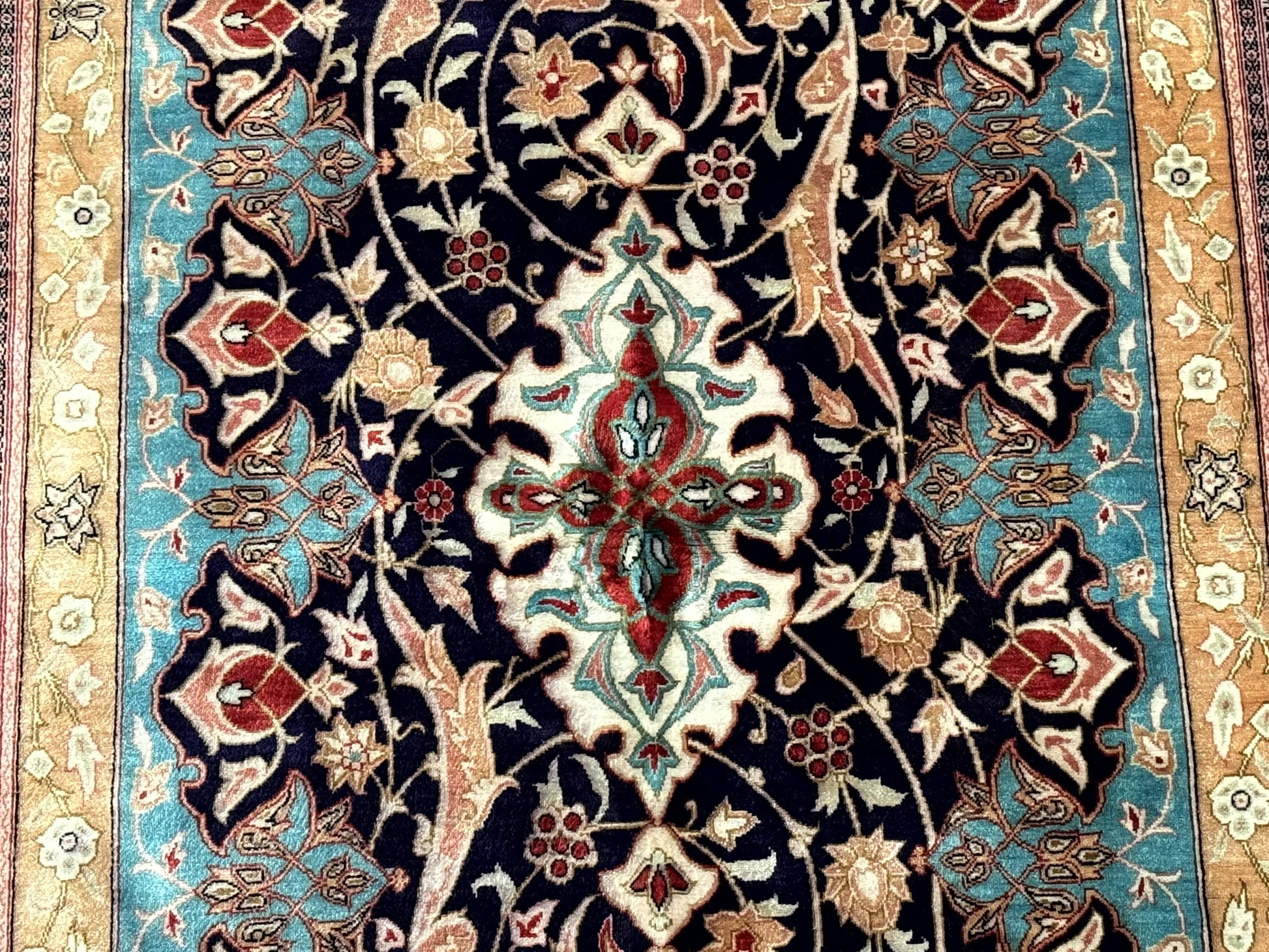 Magnificent Persian Qum Silk Rug 3x5, Exceptionally Fine 780 KPSI, Signed, Rare - Nuvé