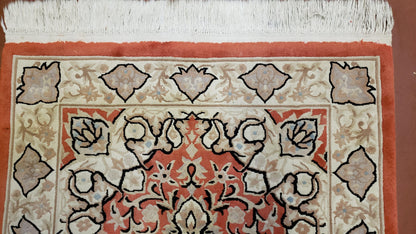 3x5 Red Chinese Plush Rug, Hand Knotted Soft Wool Carpet, Medallion Rug, Fine Vintage Rug, 120 Line, Small Area Rug - Nuvé
