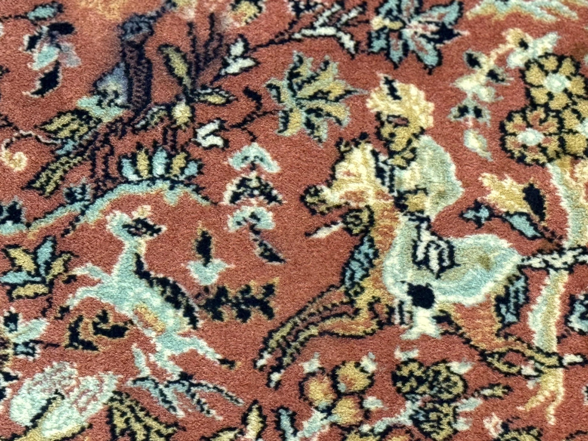 Persian Hunting Design Rug 4.7 x 6.5, Hunting Scene, Red-Orange, Wool, Belgian Power Loomed Carpet - Nuvé