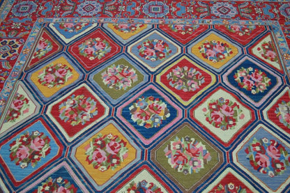 Handwoven Nourison Soumak SK43 Multicolor Area Rug – 8'5" x 11'7" – Professionally Cleaned - Nuvé