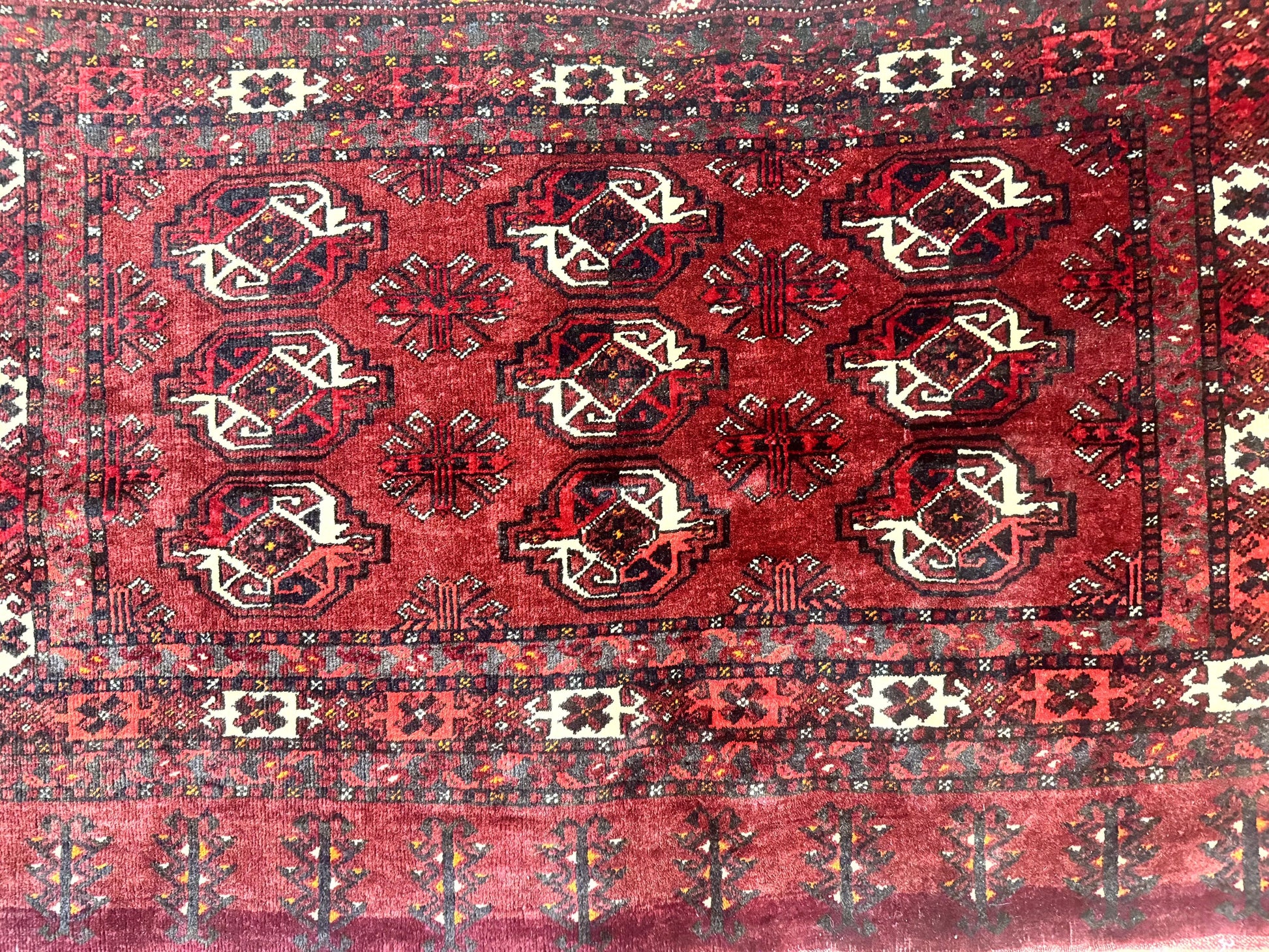 Antique Afghan Turkoman Mafrash Rug 3x5, Red, Hand Knotted, Wool, Tribal Collectible - Nuvé