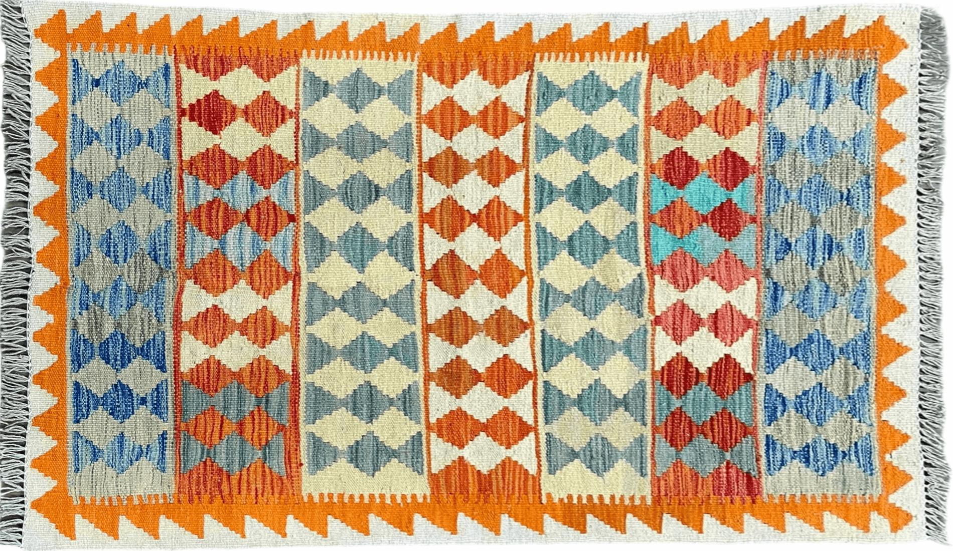 Small Chobi Kilim Rug 3x4 Colorful Diamond Kilim Small Turkish Multicolor Kilim with Diamond Pattern Wool Flatweave Nice - Nuvé