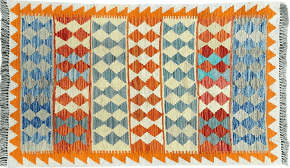 Small Chobi Kilim Rug 3x4 Colorful Diamond Kilim Small Turkish Multicolor Kilim with Diamond Pattern Wool Flatweave Nice - Nuvé