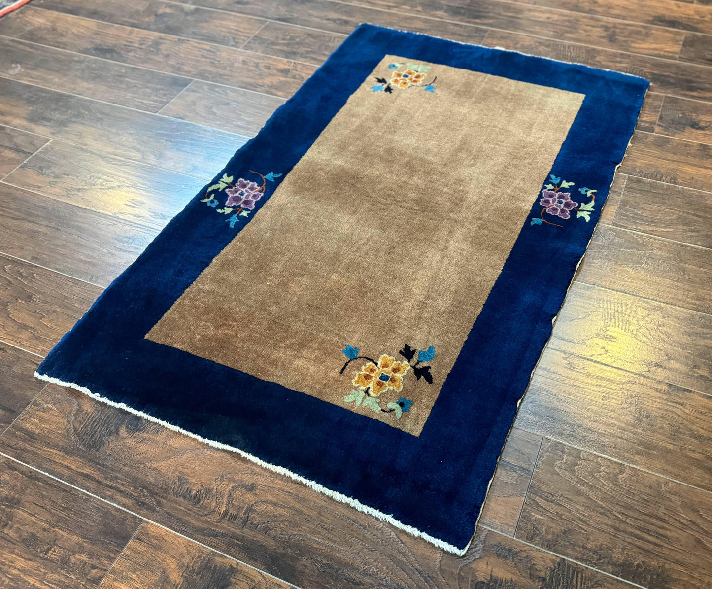 Chinese Rug 3x5, Antique Peking Art Deco Carpet, Simple Design - Nuvé