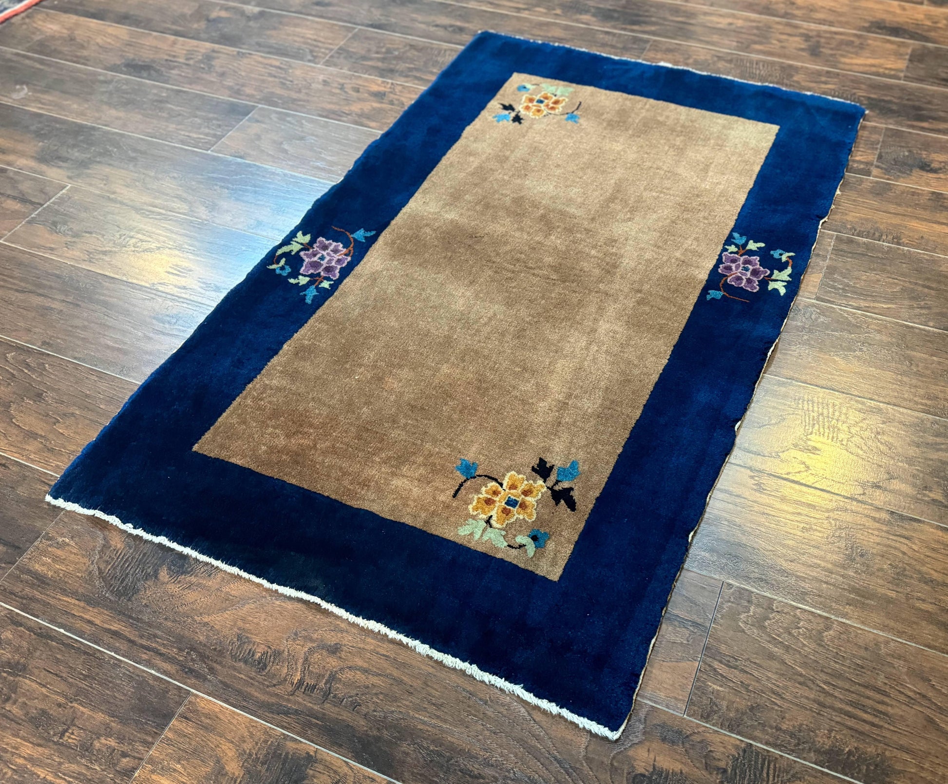 Chinese Rug 3x5, Antique Peking Art Deco Carpet, Simple Design - Nuvé