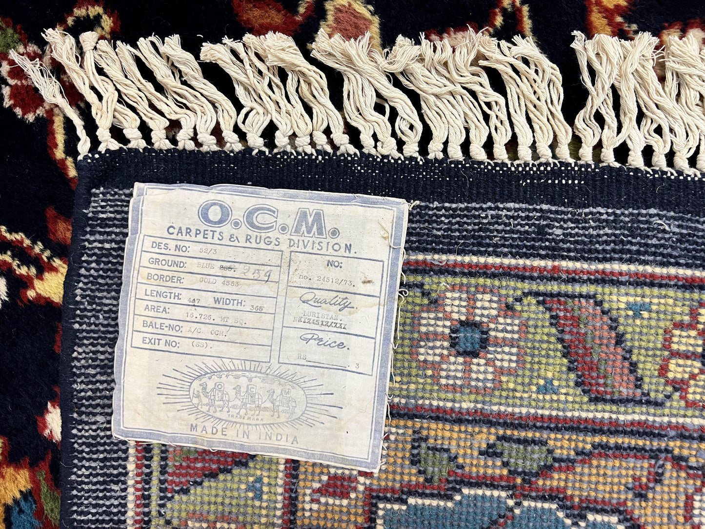 Indo Persian Rug 12x15, Mahal Sarouk Rug 12 x 15, Wool Hand Knotted Vintage Carpet, Navy Blue, Oversized Rug, Center Medallion - Nuvé