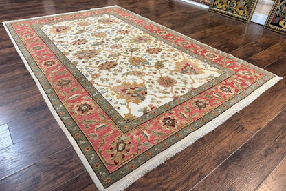 Flatweave Soumak Rug 6x9, Nourison Rug, Wool Handmade, Floral, Ivory - Nuvé