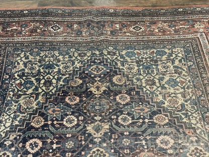 Antique Persian Bidjar Rug 8x15 – Navy Blue, Herati Pattern, Early 20th Century - Nuvé
