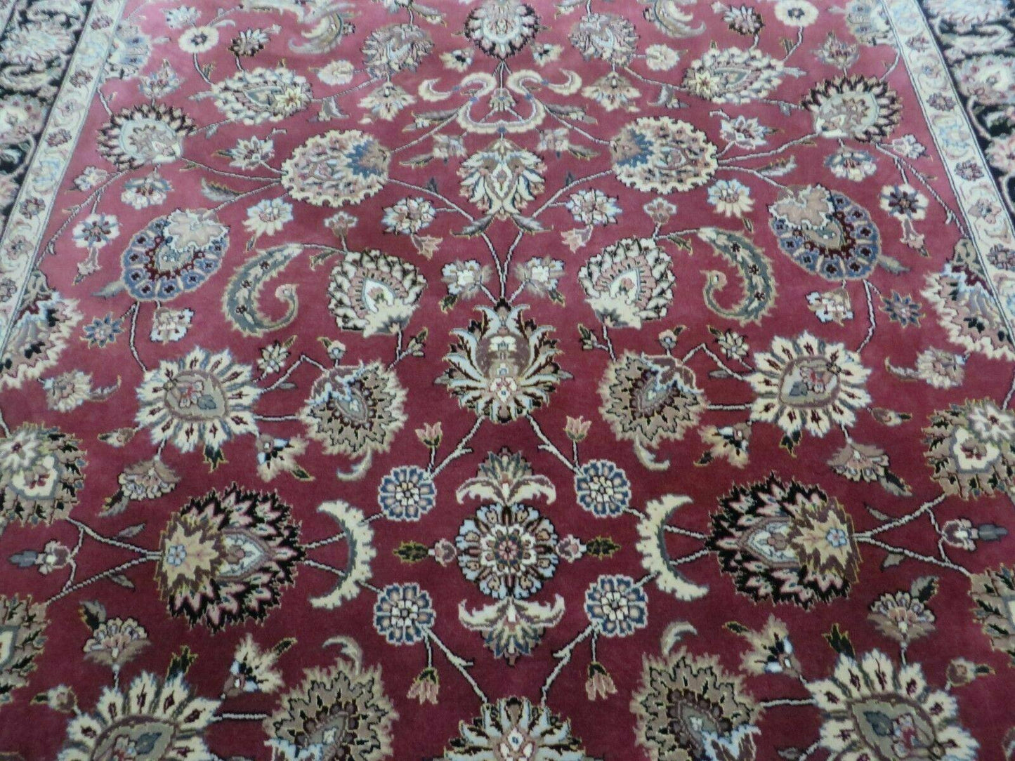 6' X 9' Vintage Handmade Fine India Floral Oriental Silk Accent Wool Rug Carpet - Nuvé