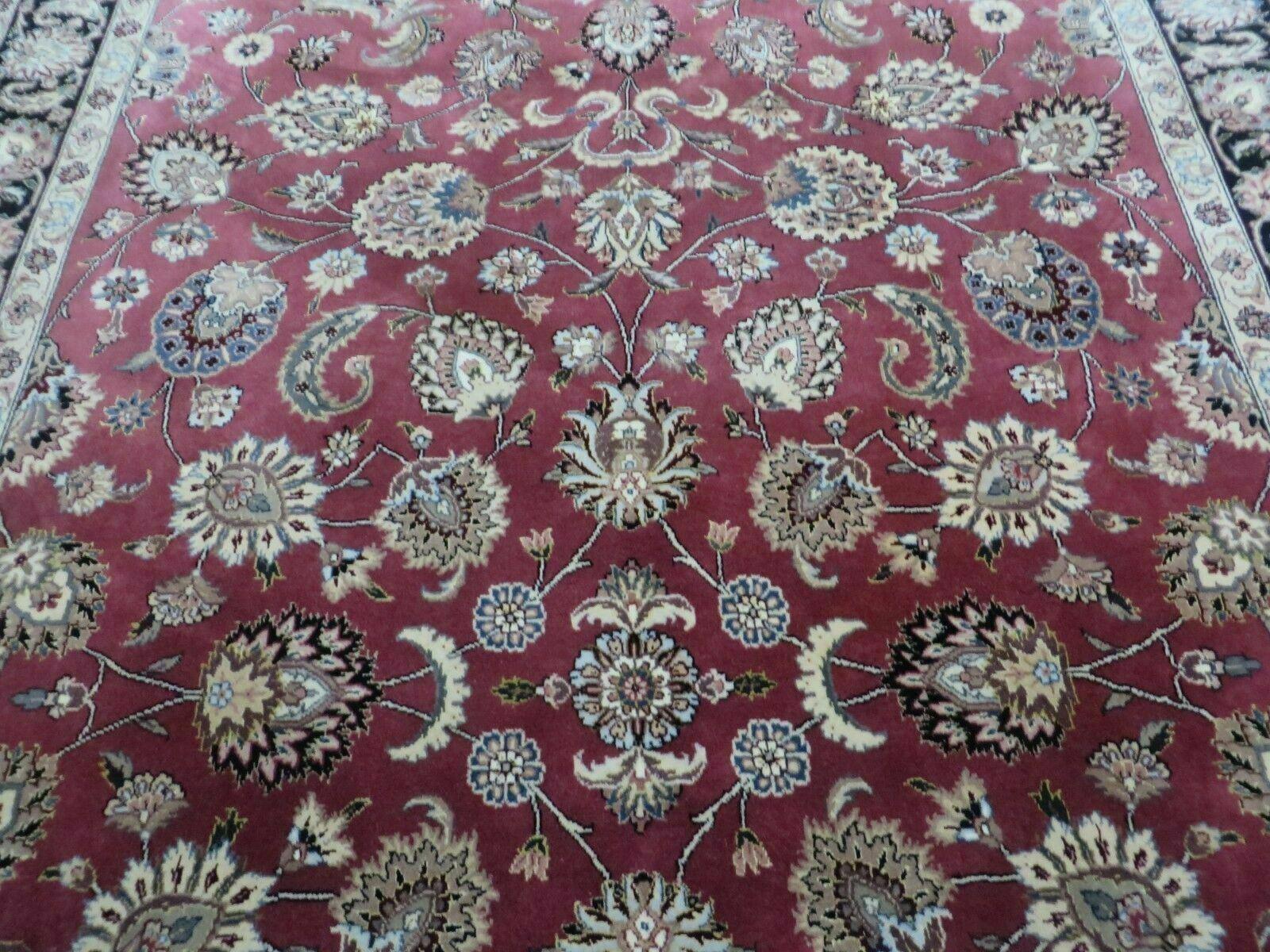 6' X 9' Vintage Handmade Fine India Floral Oriental Silk Accent Wool Rug Carpet - Nuvé