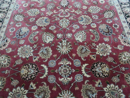 6' X 9' Vintage Handmade Fine India Floral Oriental Silk Accent Wool Rug Carpet - Nuvé