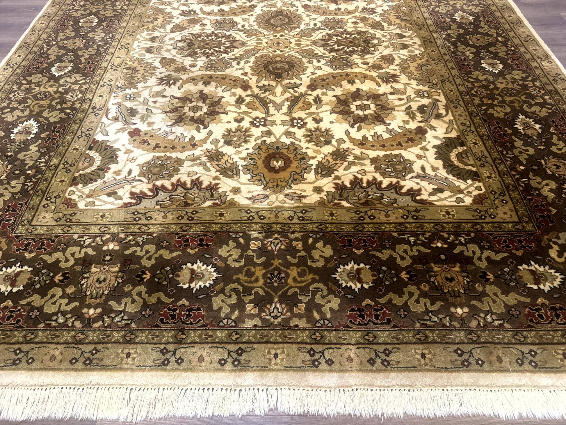 Indo Persian Mahal Rug 8x10, Floral Traditional Wool Oriental Carpet - Nuvé