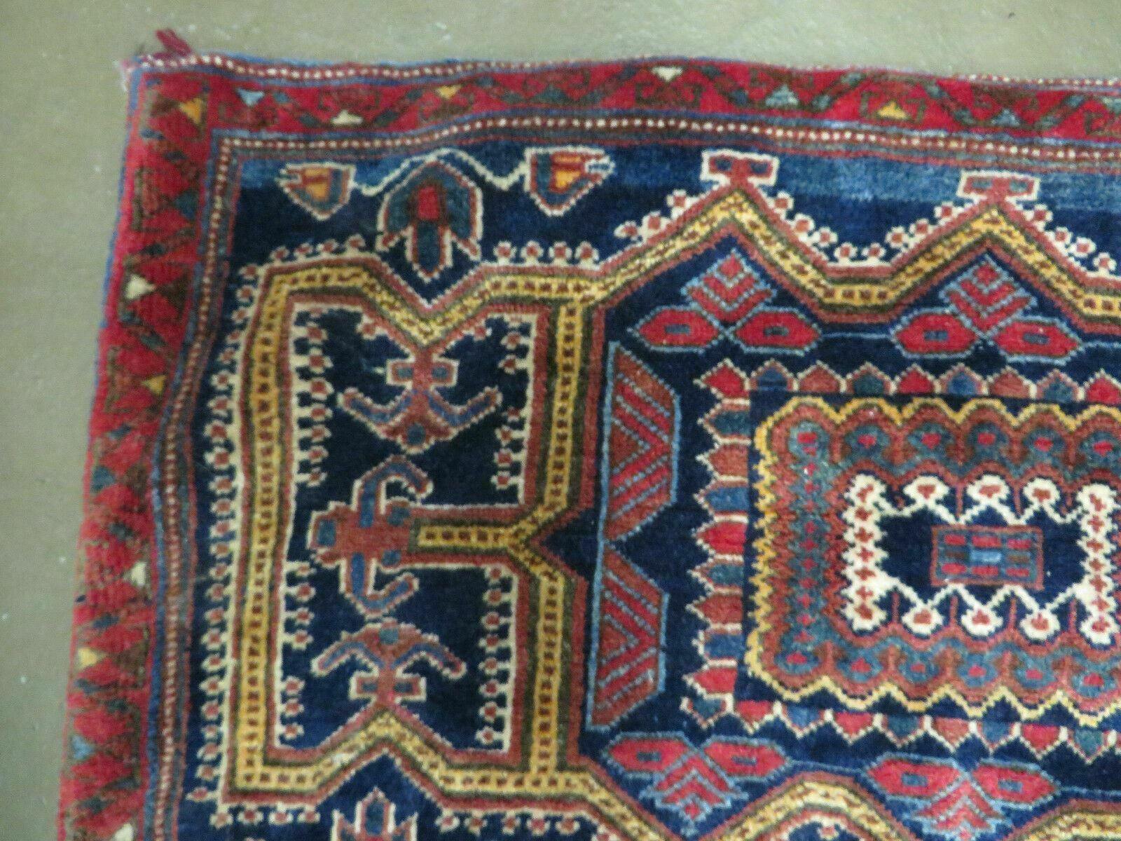 3' X 4.5' Antique Handmade Turkish Tribal Wool Rug Double Saddle Bag Nice - Nuvé