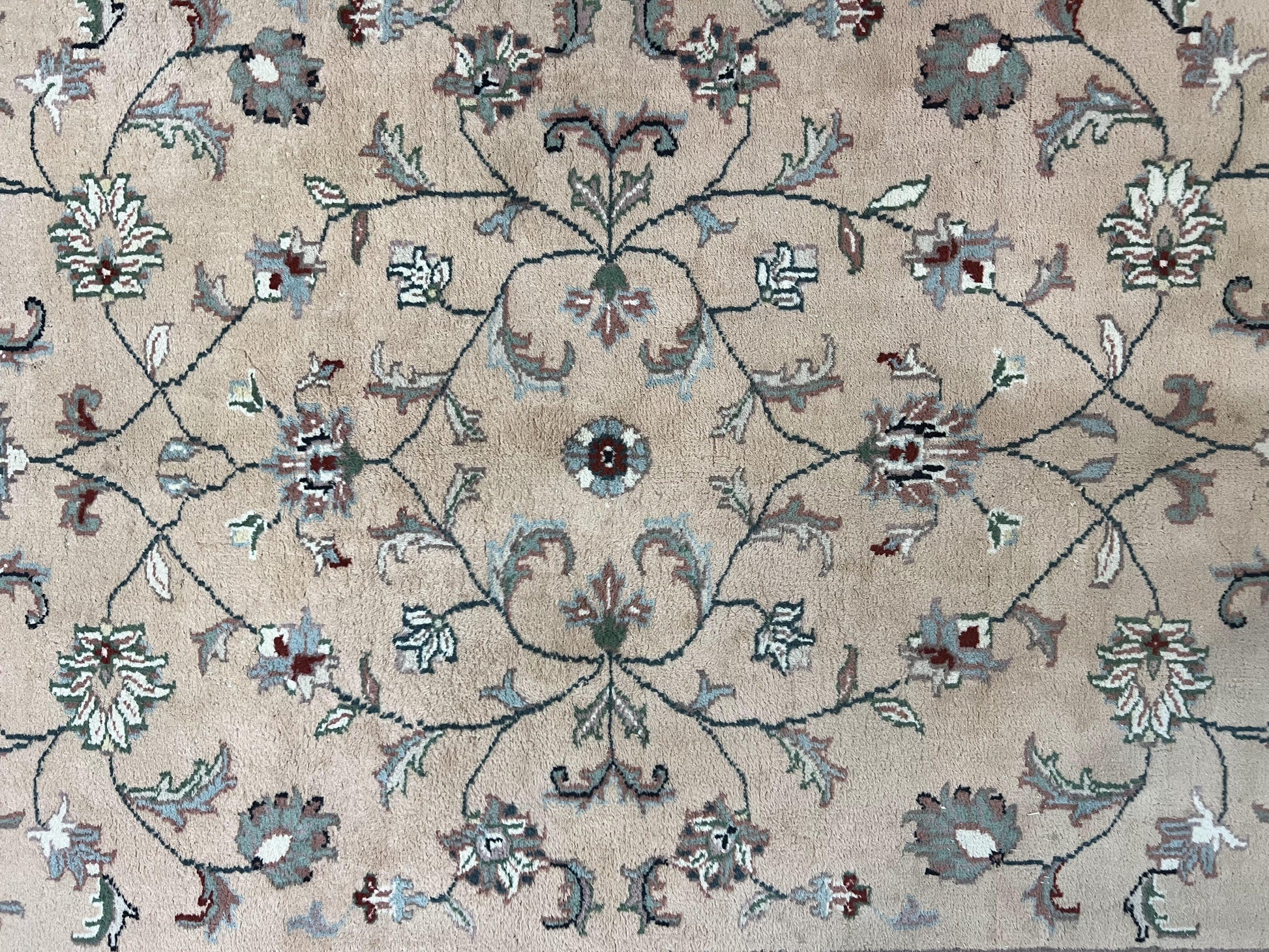 Indo Persian Rug 6x9, Handmade Vintage Wool Carpet, Floral Allover - Nuvé