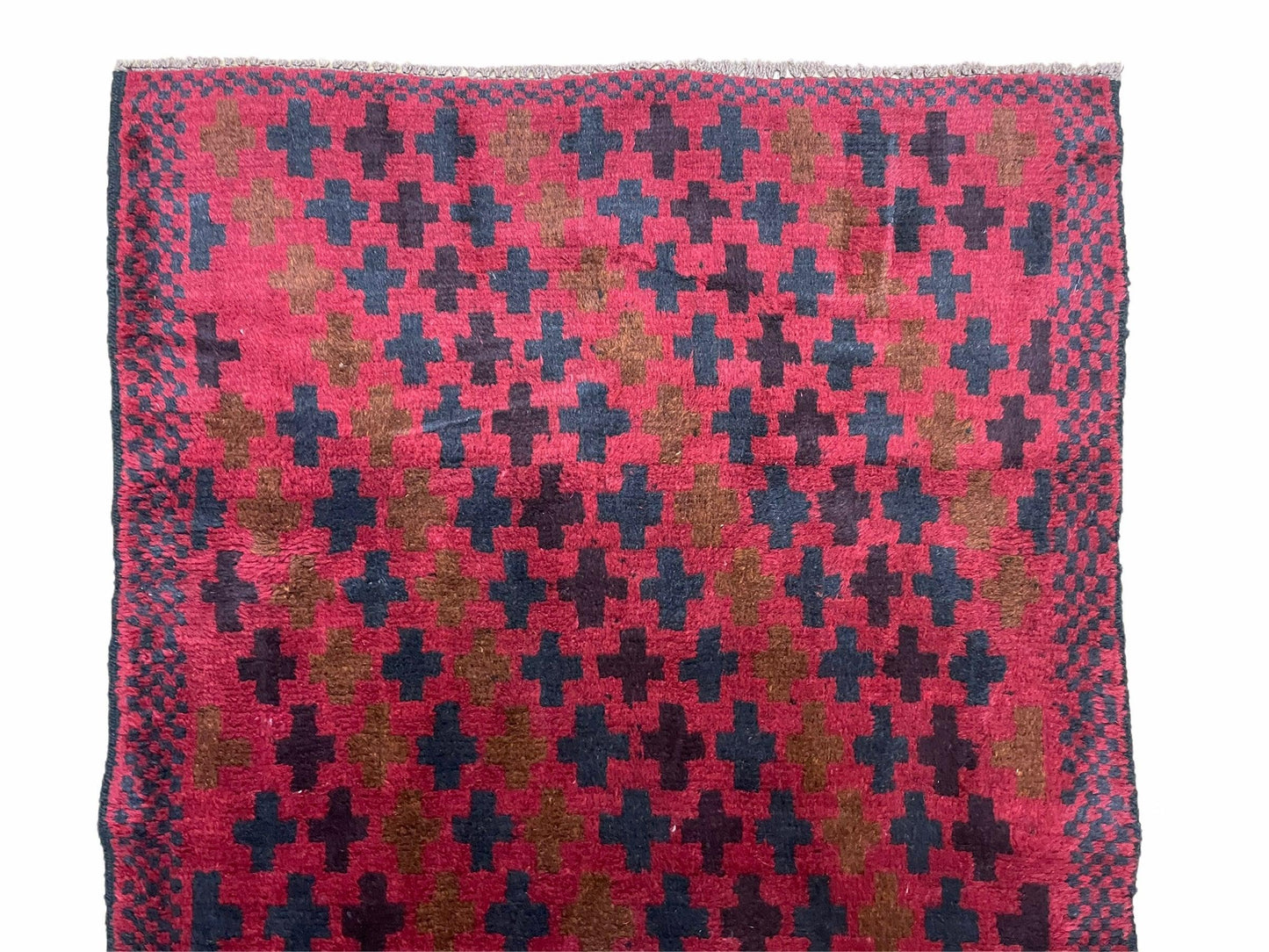 2' 10" X 4'8" Vintage Handmade Tribal Wool Rug Balouchi Rug Afghan Rug Red Beige - Nuvé